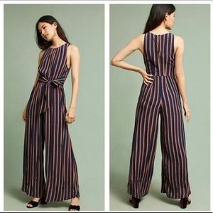 Anthropologie Stripe Wide Leg Jumpsuit